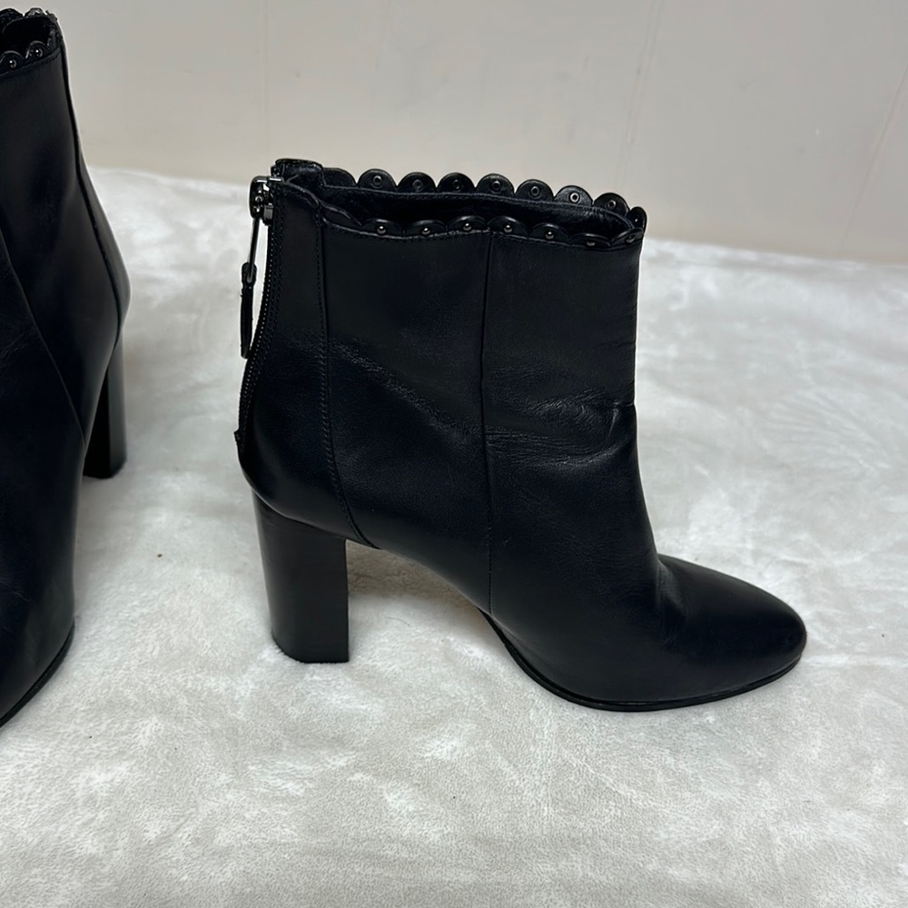 Coach Black Ankle Booties with Scalloped Trim - Picture 9 of 14